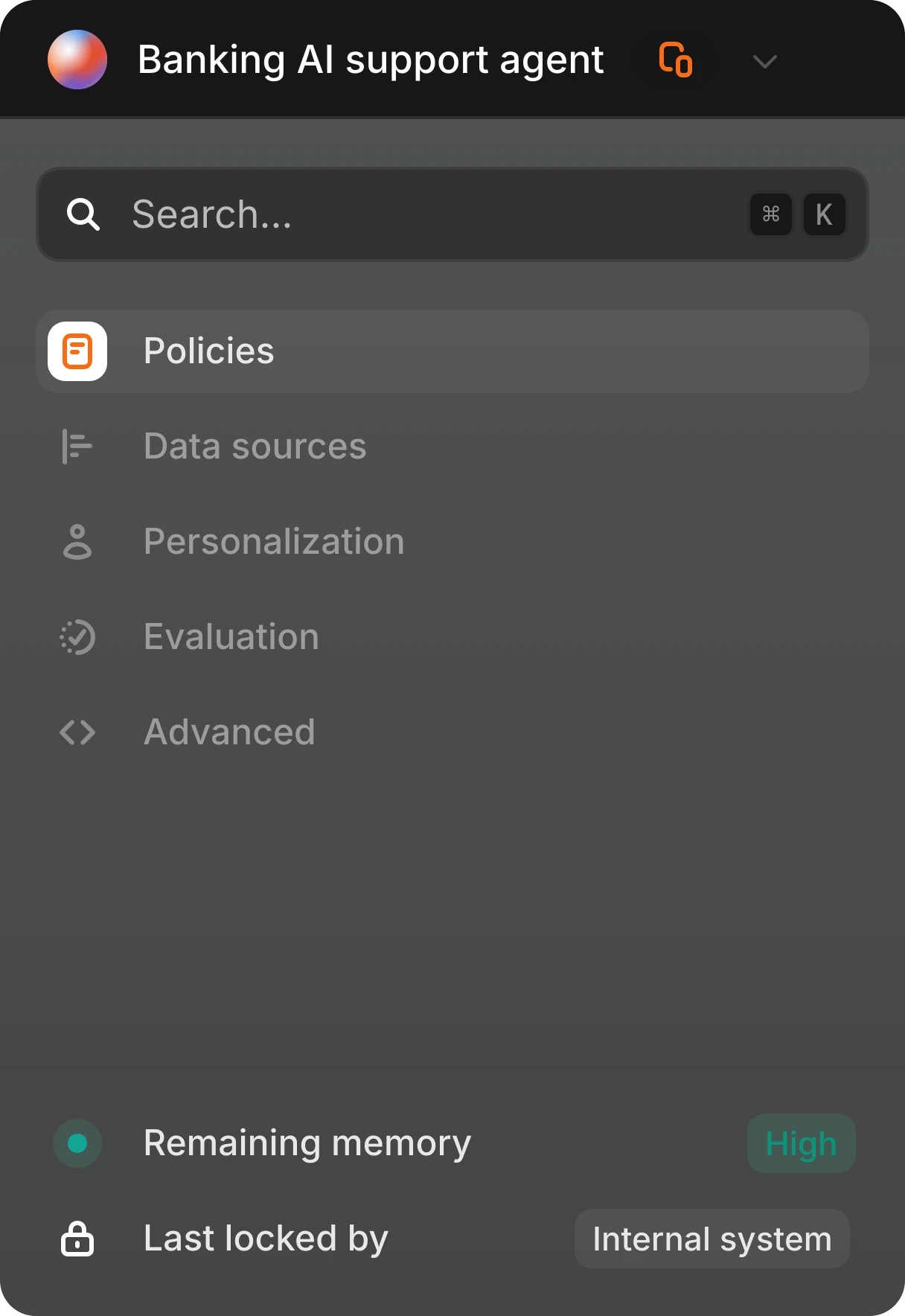 Agent Canvas policy definition view