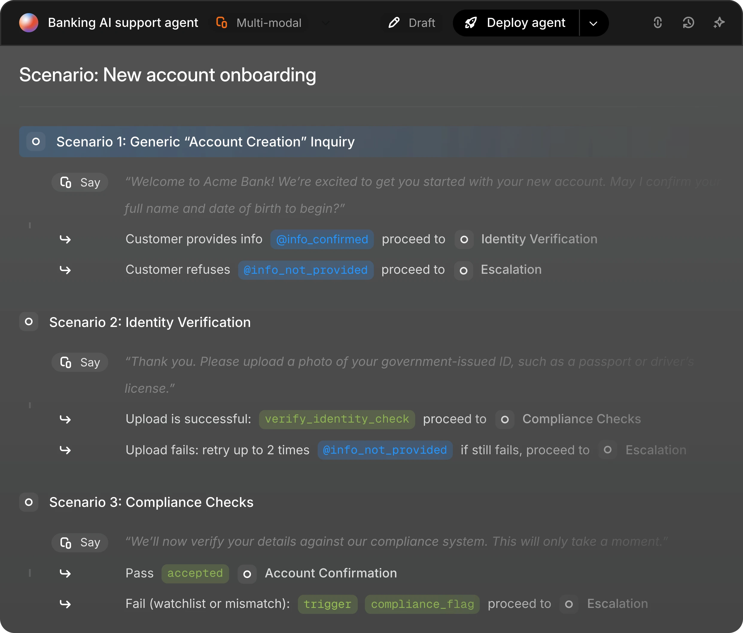 Agent Canvas logic designer view